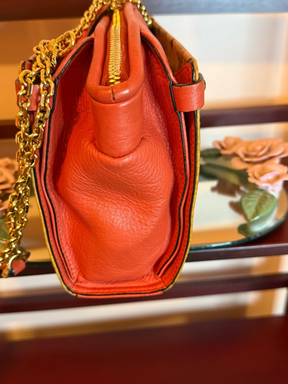 MCM Tan Visetos Monogram Crossbody with Coral Trim - Picture 8 of 14